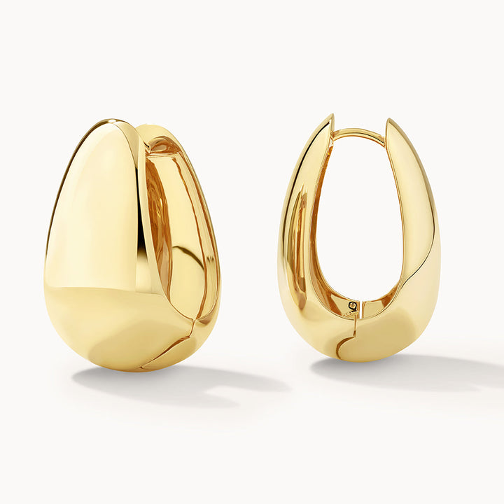 Maxi Drop Dome Hoops in Gold