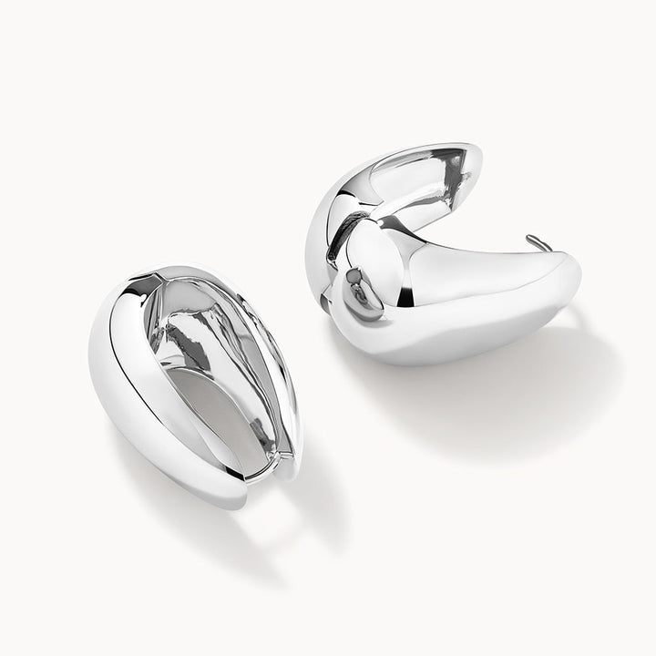Medley Earrings Maxi Drop Dome Hoops in Silver