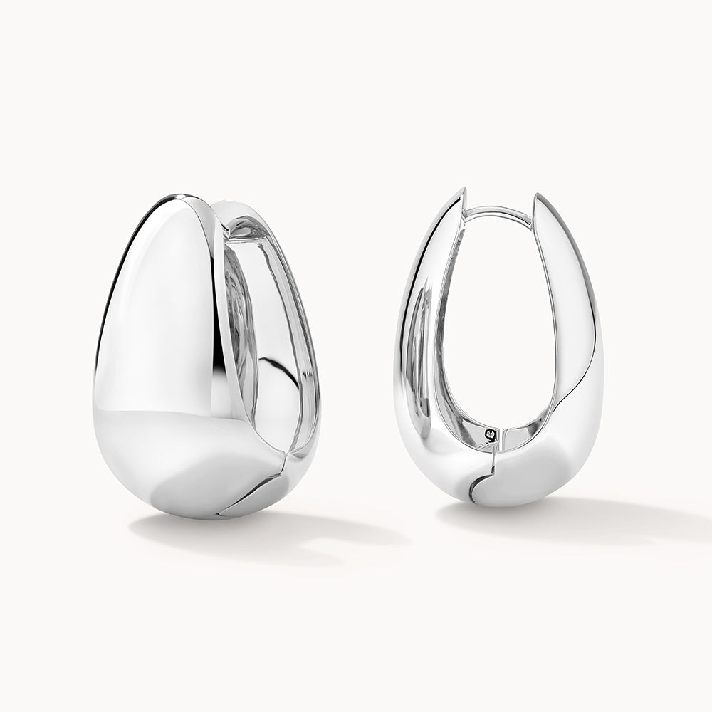 Maxi Drop Dome Hoops in Silver