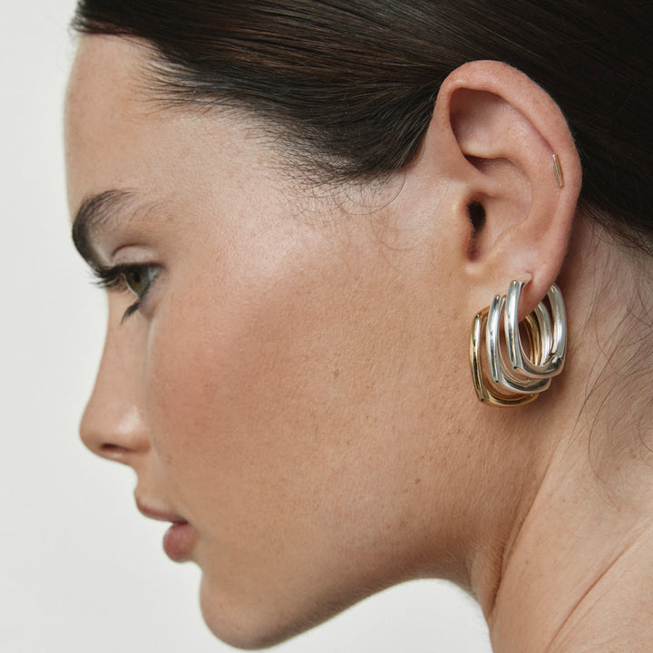 Medley Earrings Maxi Square Edge Hoops in Gold