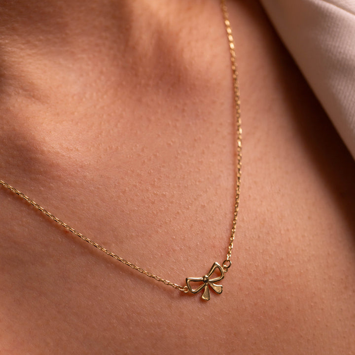 Medley Necklace Medley x Dinnara Micro Bow Necklace in 10k Gold