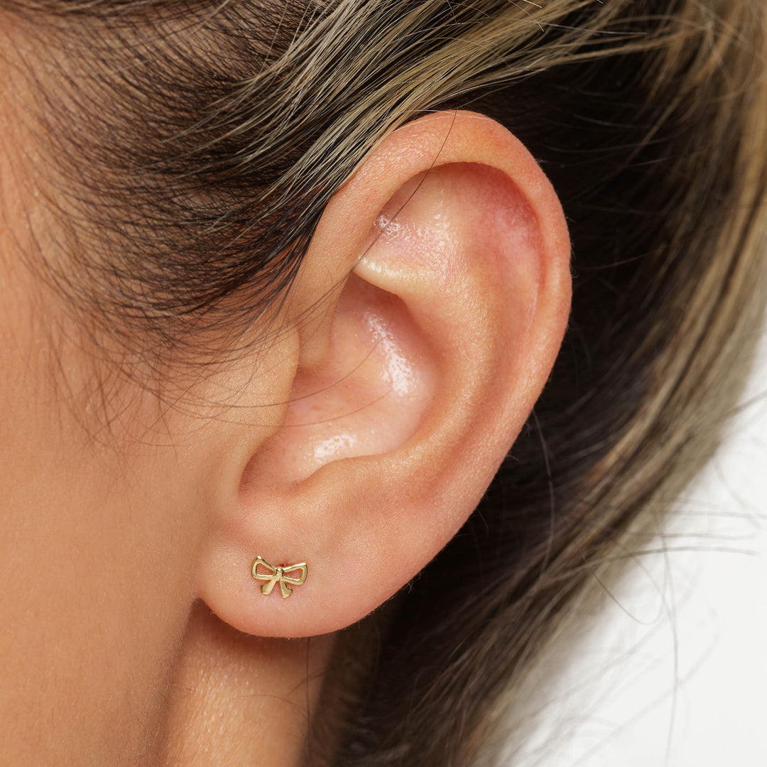 Medley Earrings Medley x Dinnara Micro Bow Stud Earrings in 10k Gold