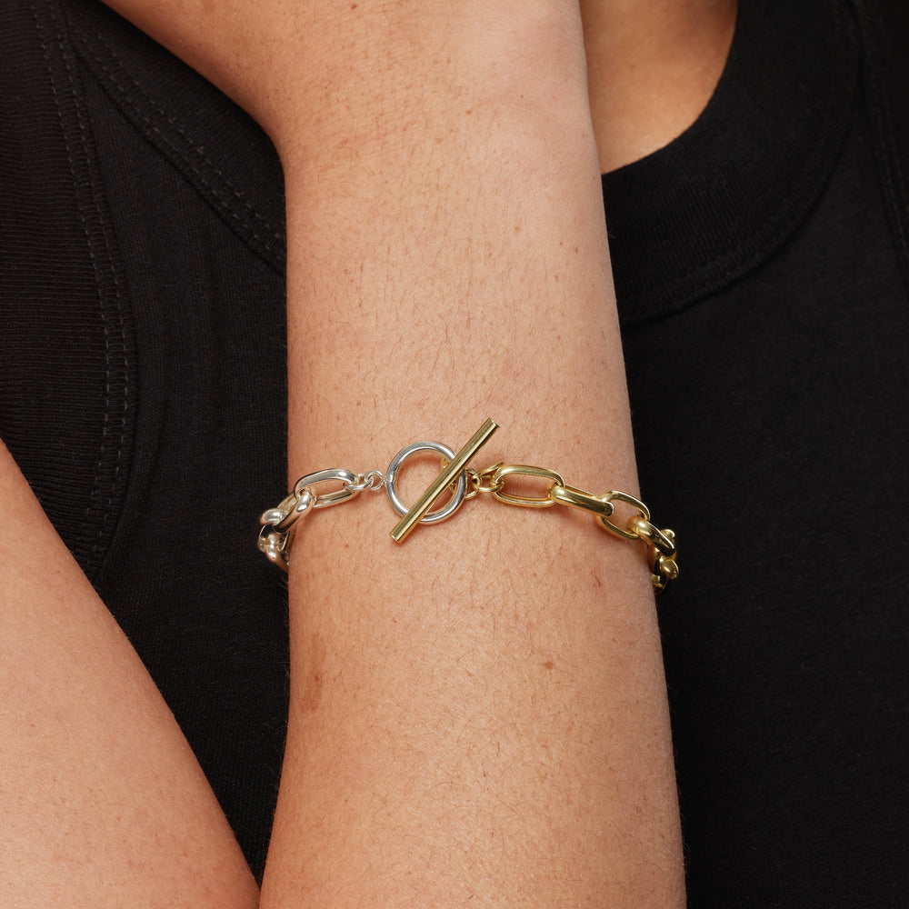 Medley Bangle/Bracelet Medley x Dinnara Mixed Metal Fob Paperclip Bracelet in Gold