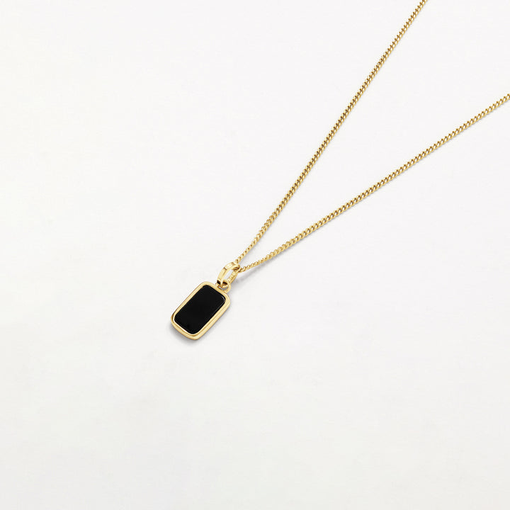 Medley Necklace Micro Black Onyx Unisex Pendant Necklace in Gold