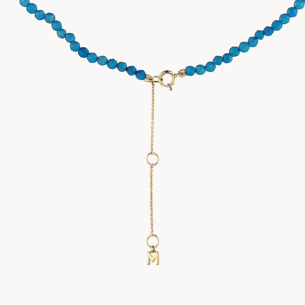 Medley Necklace Micro Blue Agate Bead Necklace in Gold