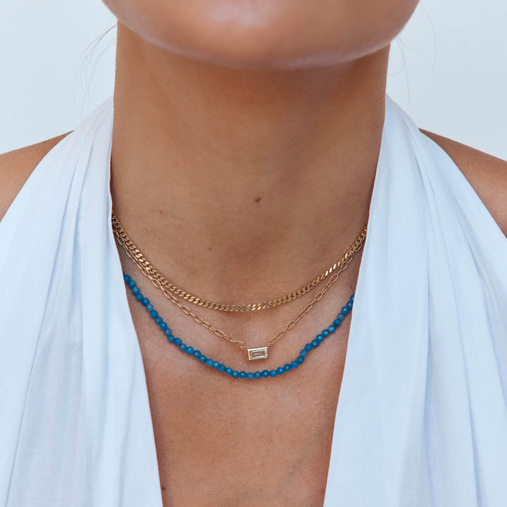 Medley Necklace Micro Blue Agate Bead Necklace in Gold