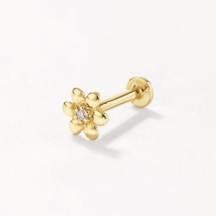 Medley Earrings Micro Diamond Daisy Helix Single Stud Earring in 10k Gold