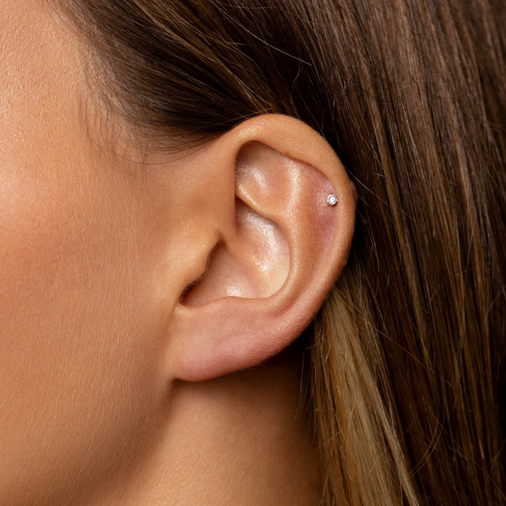 Medley Earrings Micro Diamond Helix Single Stud Earring in 10k Gold