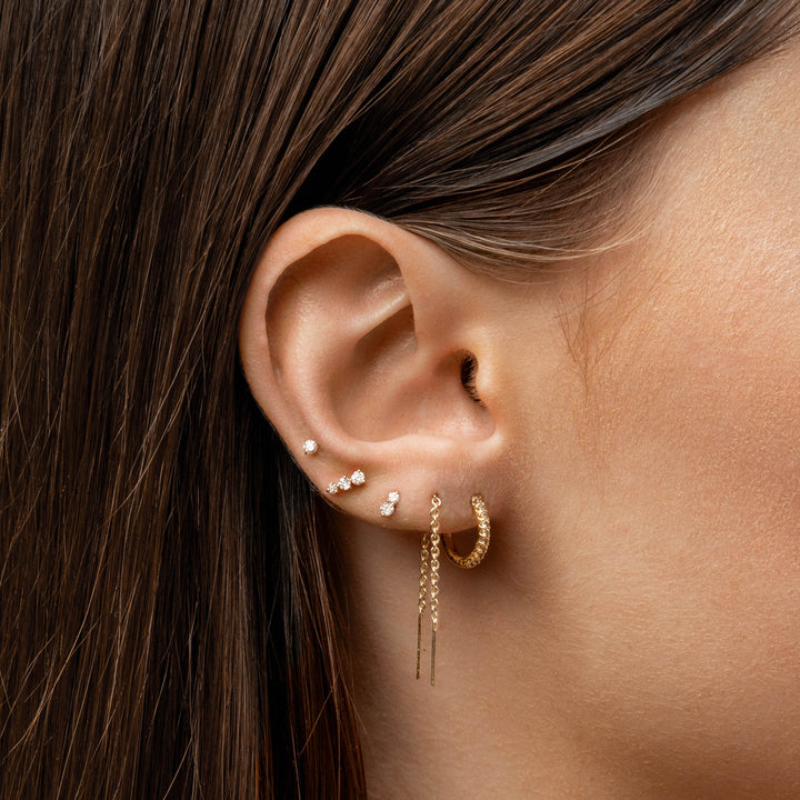 Medley Earrings Micro Diamond Helix Single Stud Earring in 10k Gold