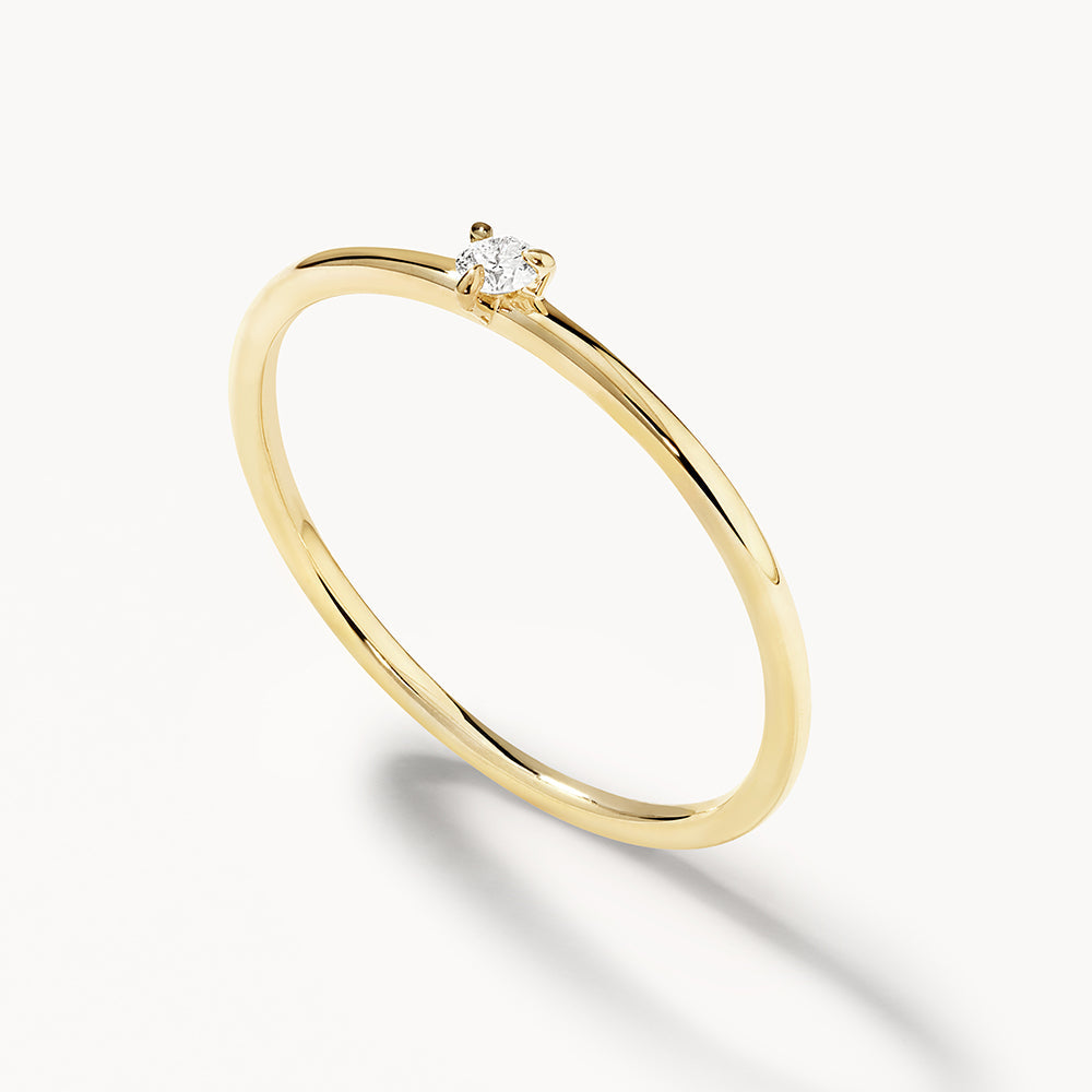 Medley Ring Micro Diamond Round Solitaire Ring in 10k Gold