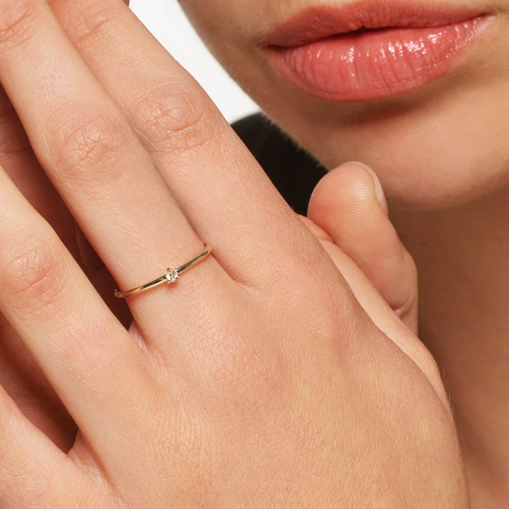 Medley Ring Micro Diamond Round Solitaire Ring in 10k Gold