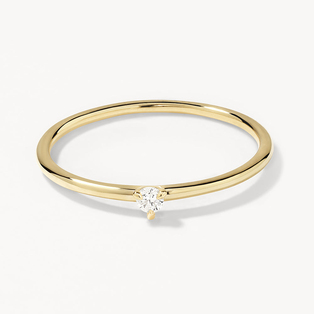 Micro Diamond Round Solitaire Ring in 10k Gold