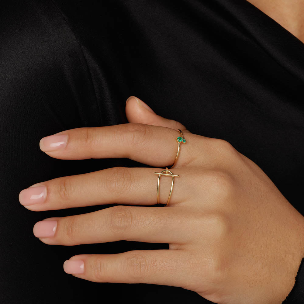 Medley Ring Micro Emerald Toi et Moi Ring in 10k Gold