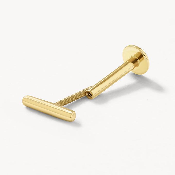 Micro Fine Bar Helix Single Stud Earring in 10k Gold