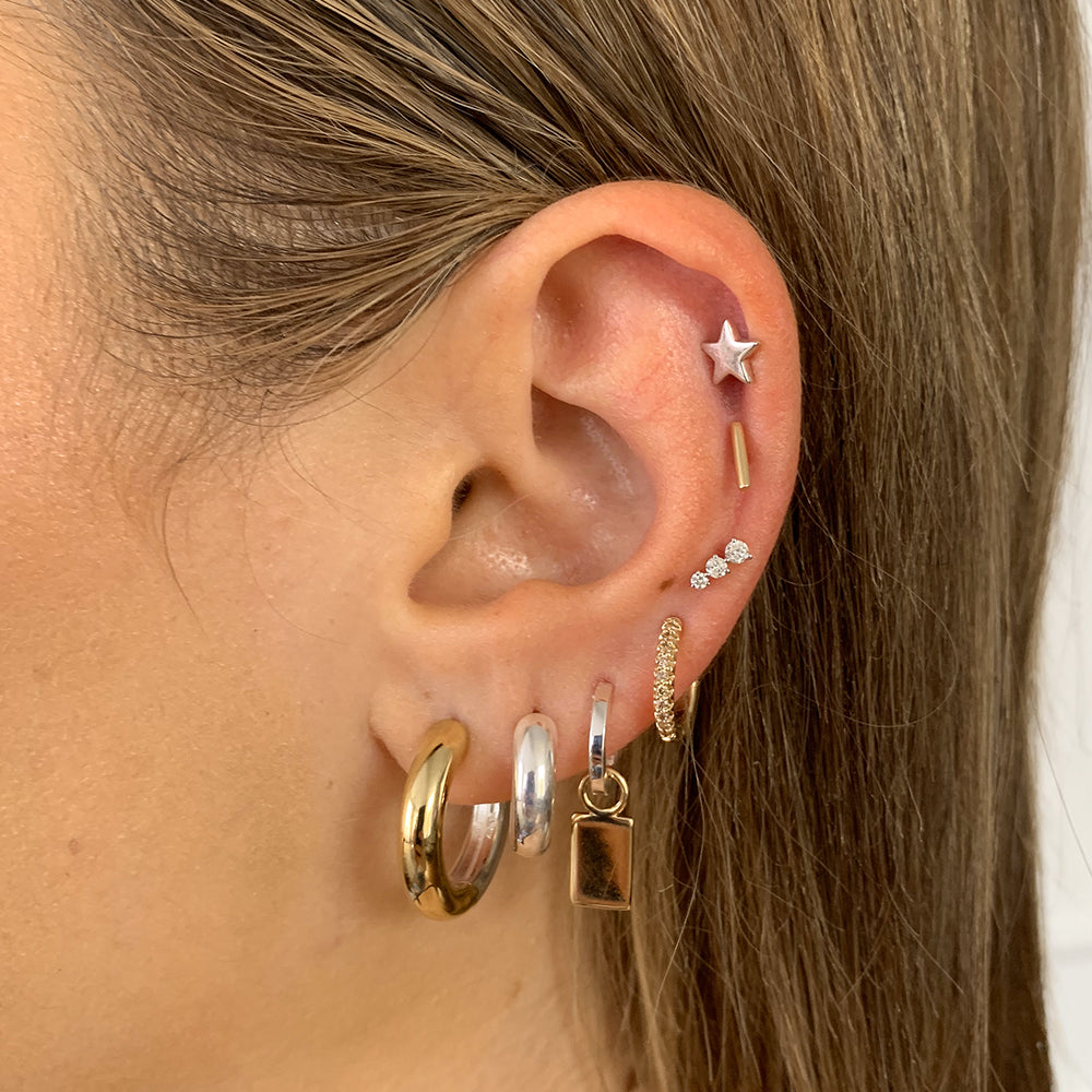 Micro Fine Bar Helix Single Stud Earring in 10k Gold Medley