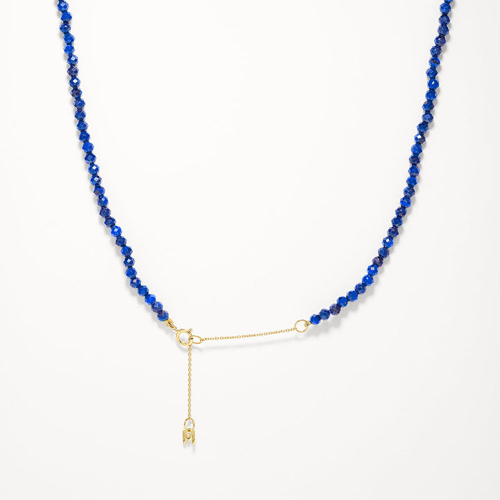 Micro Lapis Lazuli Bead Necklace in Gold