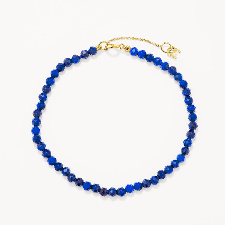 Micro Lapis Lazuli Bead Bracelet in Gold