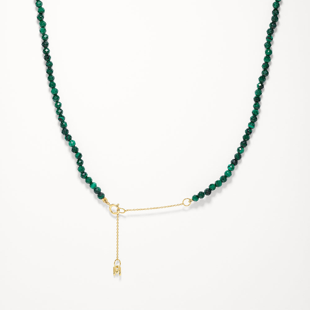 Medley Necklace Micro Malachite Bead Necklace in Gold