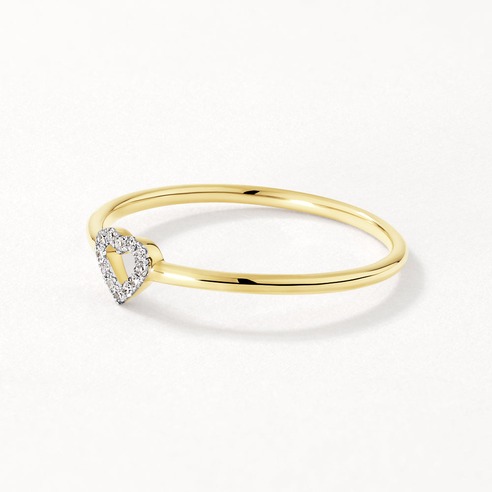 Medley Ring Micro Pave Diamond Open Heart Ring in 10k Gold