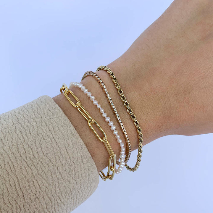 Medley Bangle/Bracelet Micro Pearl Bracelet in 10k Gold