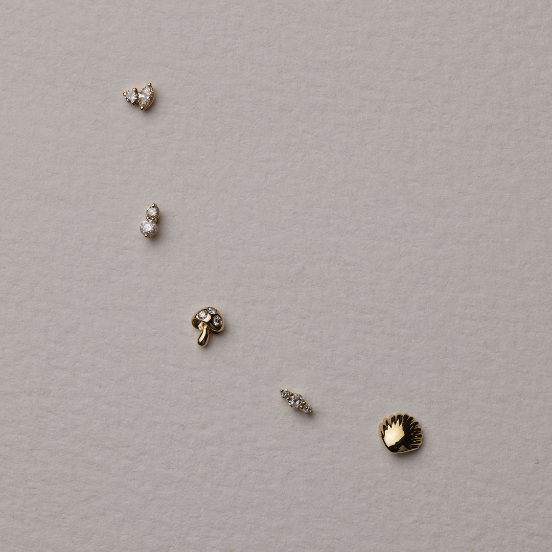 Medley Earrings Micro Shell Helix Single Stud Earring in 10k Gold