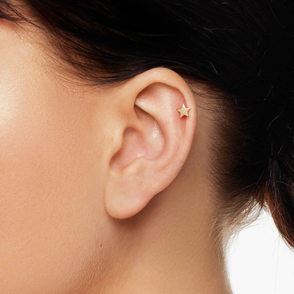 Micro Star Helix Single Stud Earring in 10k Gold