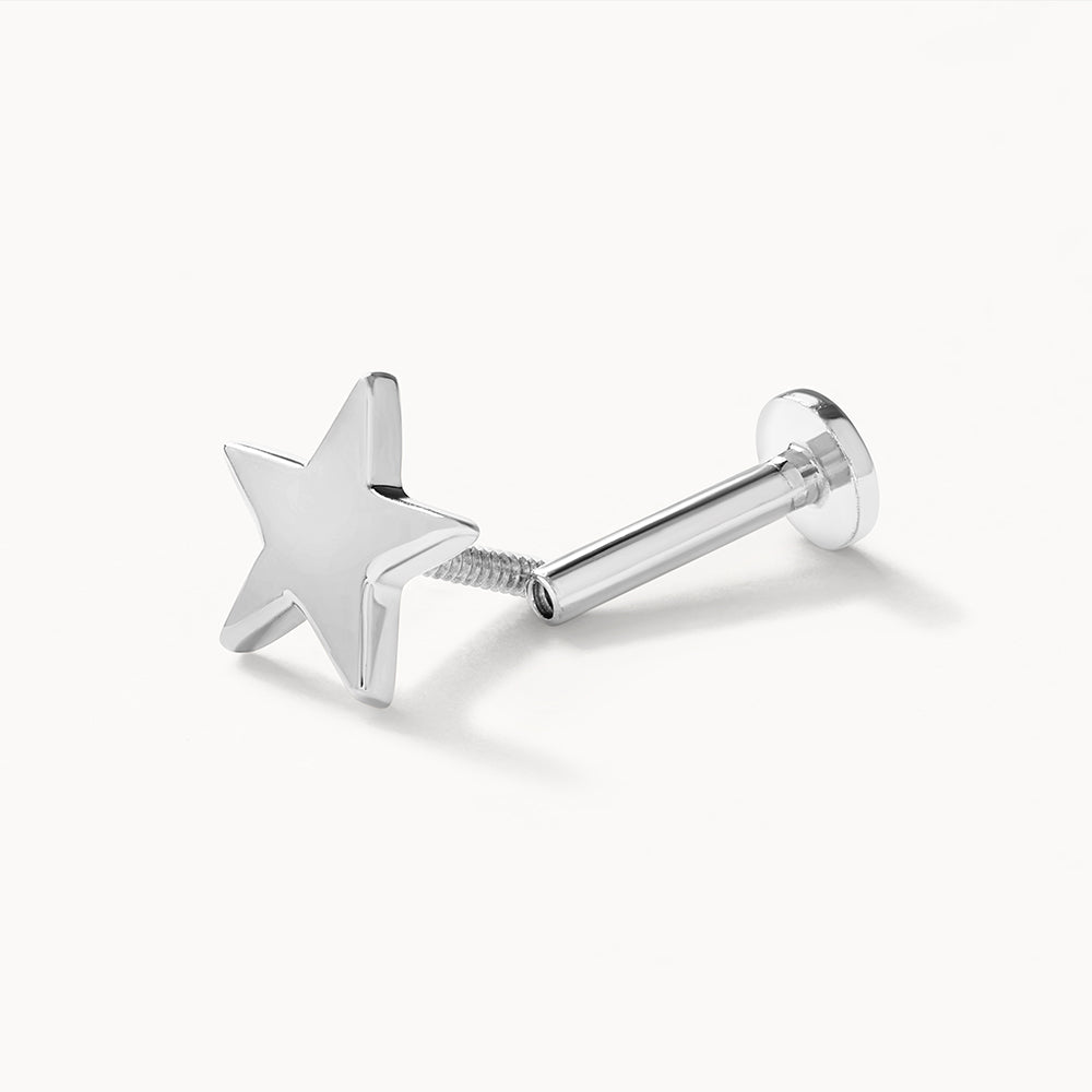 Micro Star Helix Single Stud Earring in Silver