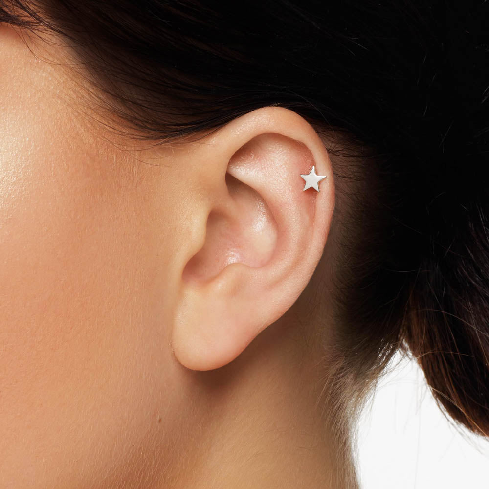 Medley Earrings Micro Star Helix Single Stud Earring in Silver
