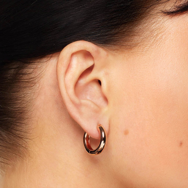 Midi Curve Hoop Earrings in Rose Gold