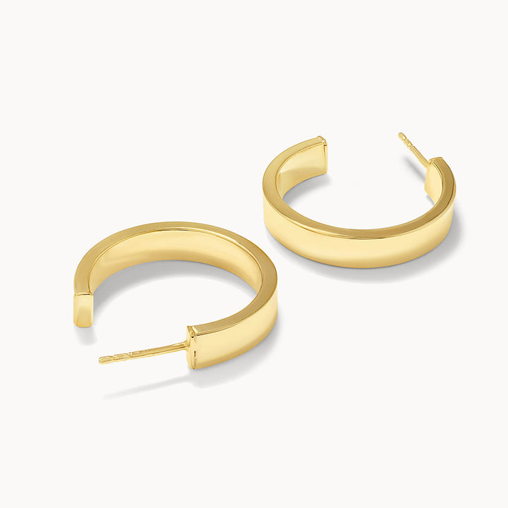 Medley Earrings Midi Flat Hoop Earrings in  Gold