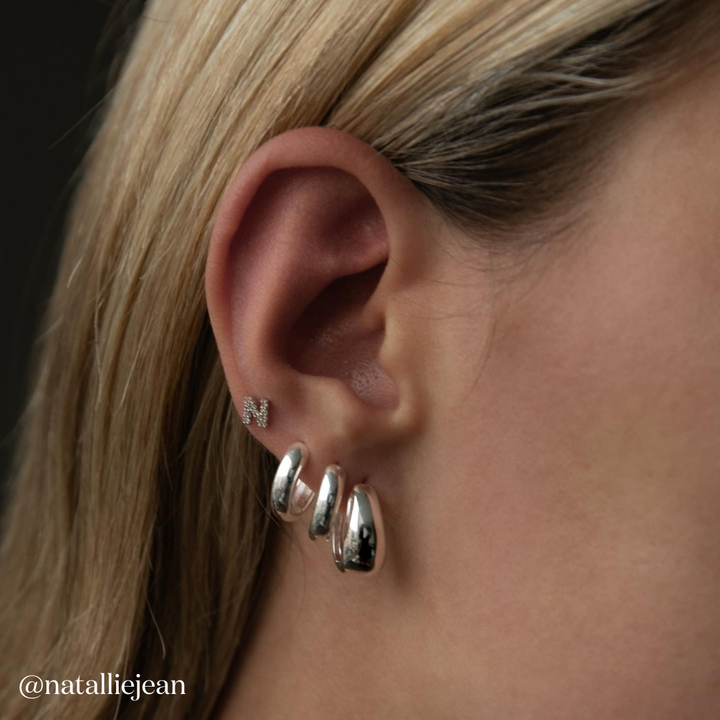 Mini Curve Hoop Earrings in Silver