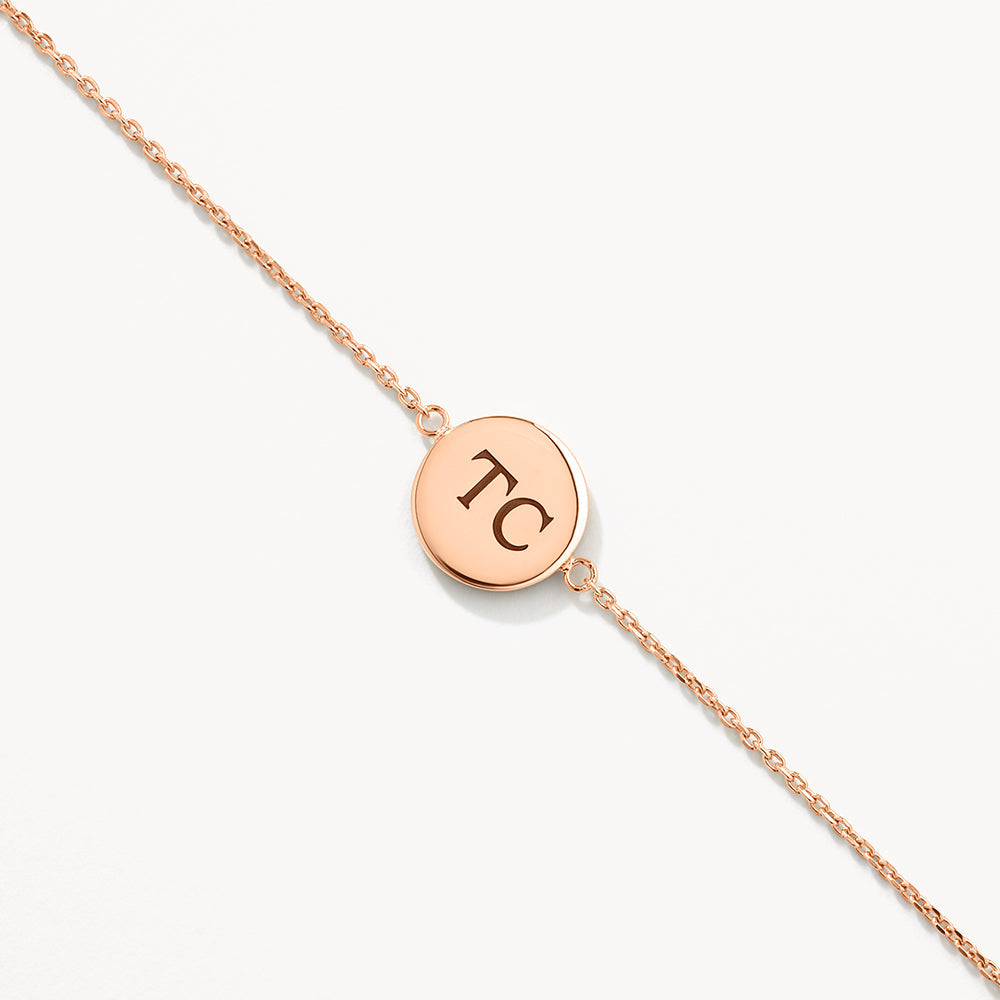 Mini Engravable Circle Bracelet in Rose Gold
