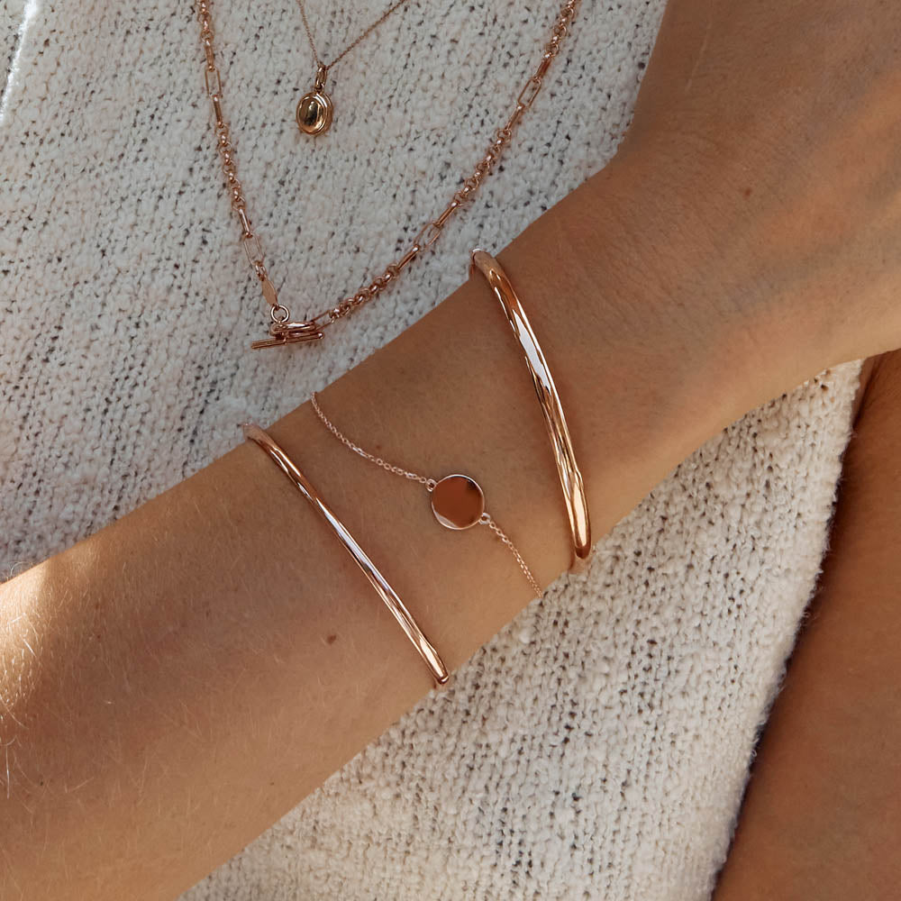 Medley Bangle/Bracelet Mini Engravable Circle Bracelet in Rose Gold