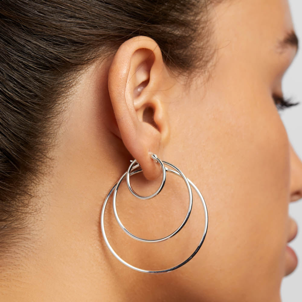 Mini Plain Hoop Earrings in Silver