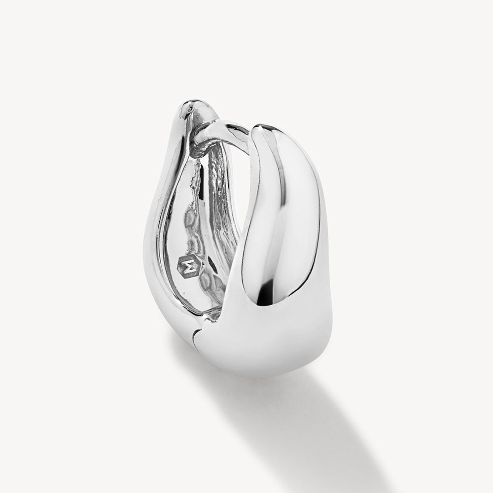 Mini Wave Dome Huggies in Silver