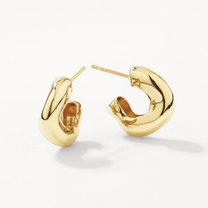 Medley Earrings Organic Curve Hoops in Gold