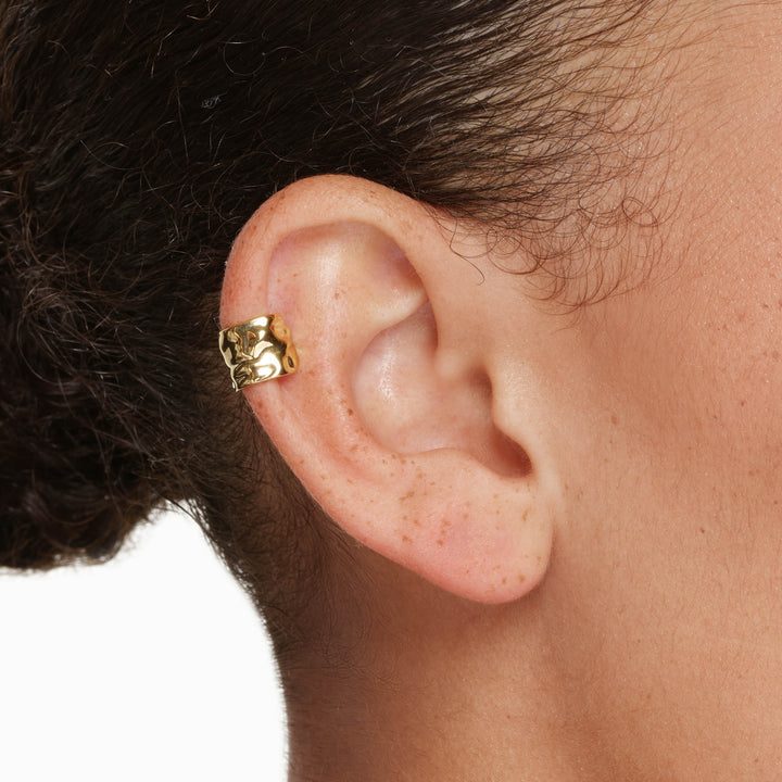 Medley Earrings Organic Hammered Ear Cuff in Gold