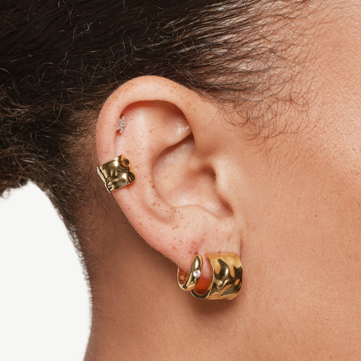 Medley Earrings Organic Hammered Ear Cuff in Gold