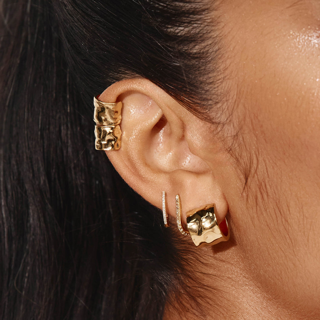 Medley Earrings Organic Hammered Ear Cuff in Gold