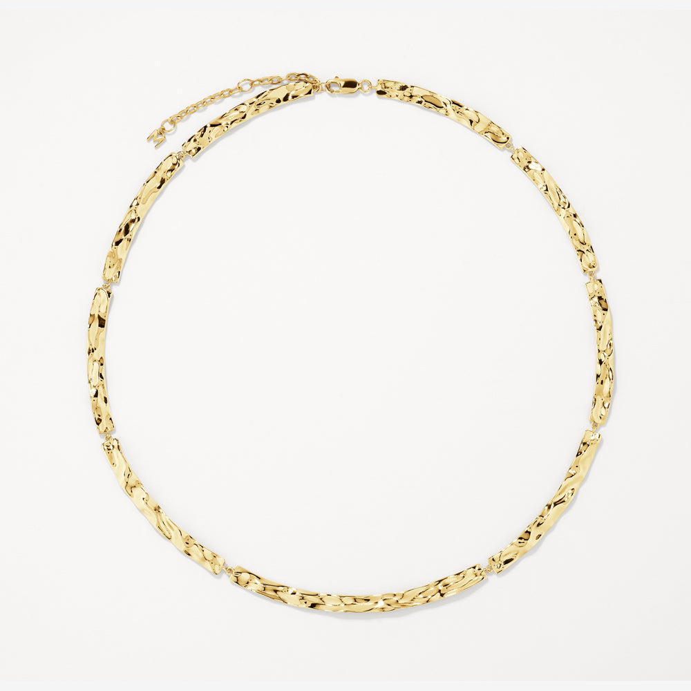 Medley Necklace Organic Hammered Plate Necklace in Gold