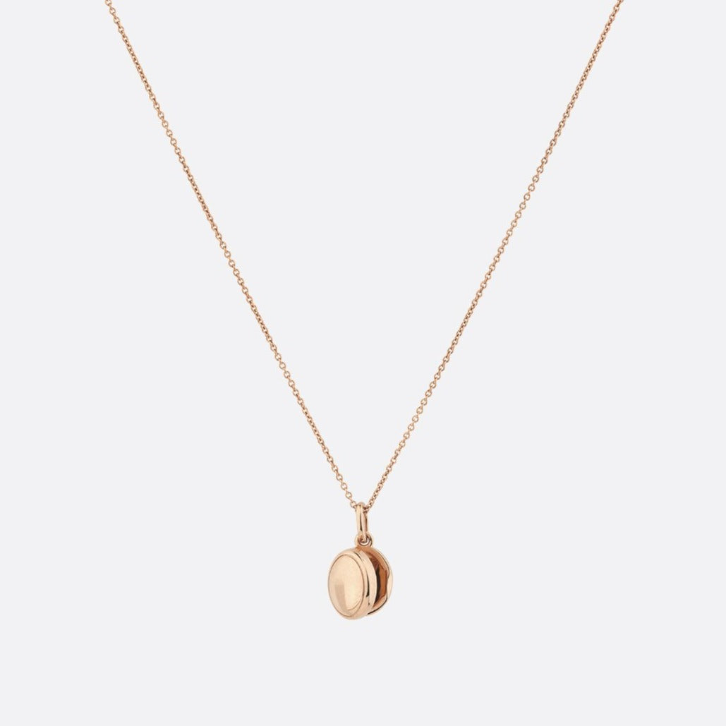 Medley Necklace Engravable Oval Mini Locket Necklace in Rose Gold