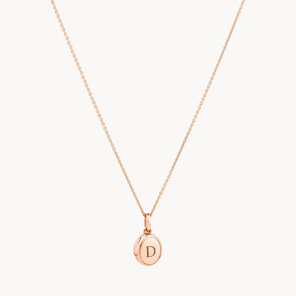Medley Necklace Engravable Oval Mini Locket Necklace in Rose Gold