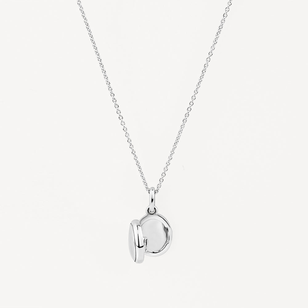 Medley Necklace Engravable Oval Mini Locket Necklace in Silver