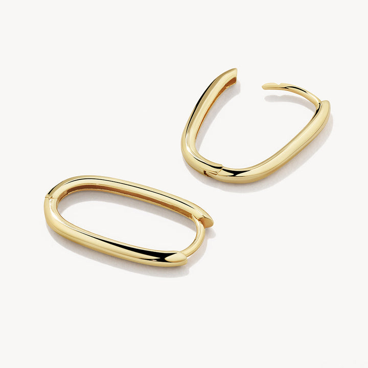 Medley Earrings Oval Paperclip Hoop Earrings in 10k Gold