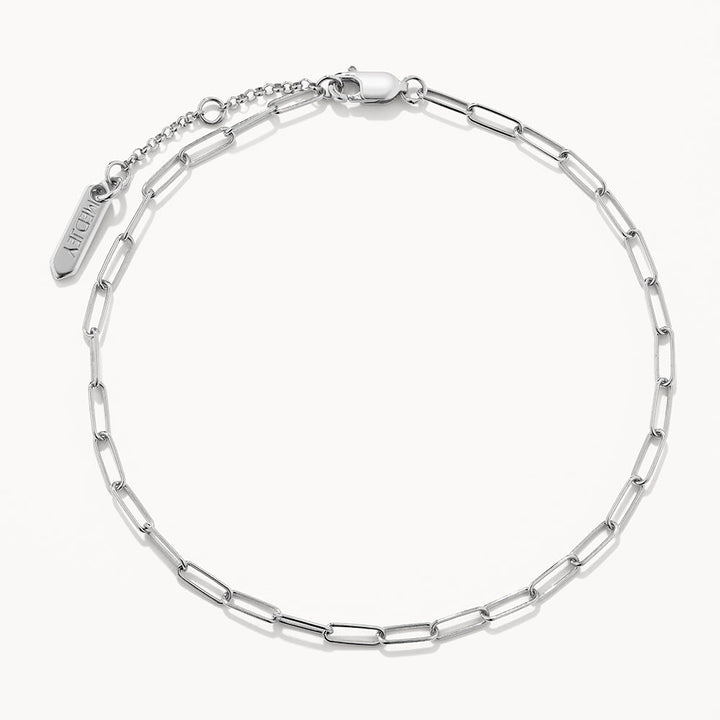 Paperclip Chain Anklet in Silver