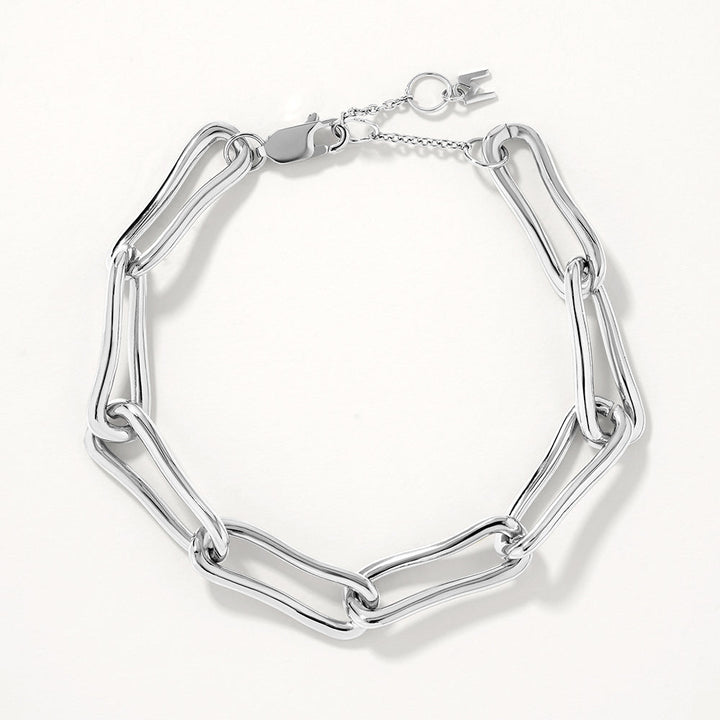 Medley Bangle/Bracelet Pinched Paperclip Chain Bracelet in Silver