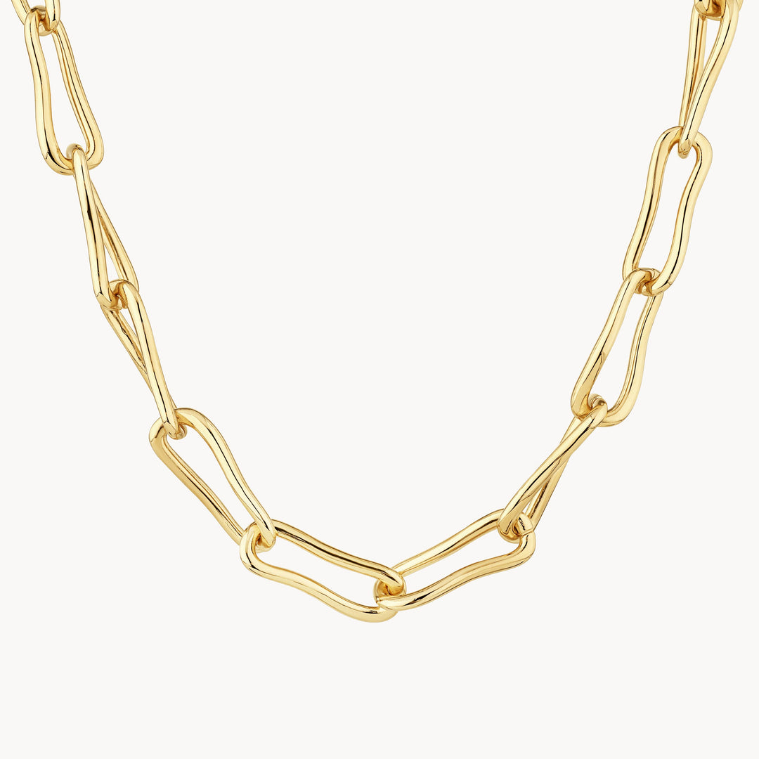 Medley Necklace Pinched Paperclip Chain Necklace in Gold