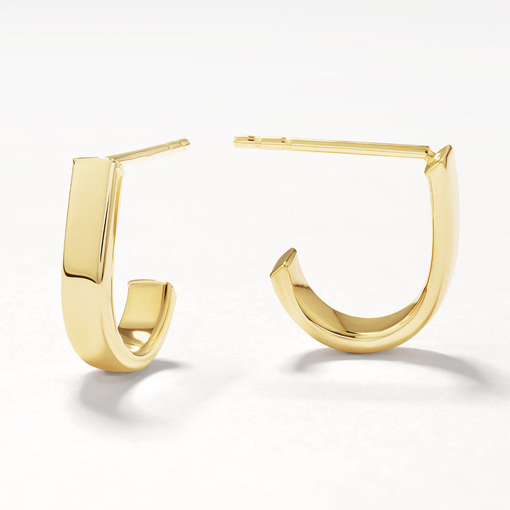 Medley Earrings Plain Half Huggie Stud Earrings in 10k Gold