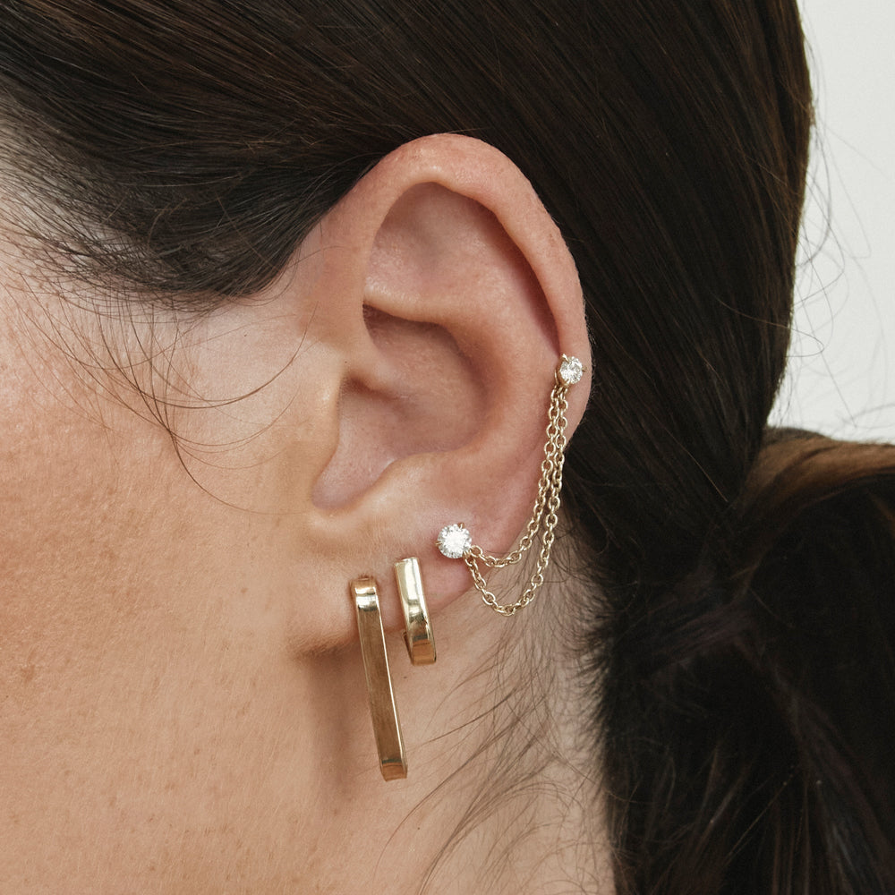 Medley Earrings Plain Half Huggie Stud Earrings in 10k Gold