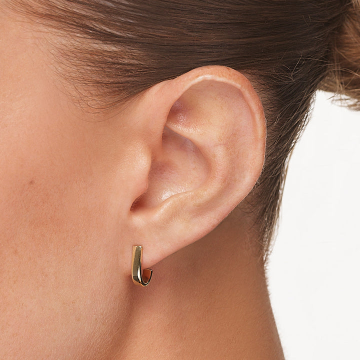 Medley Earrings Plain Half Huggie Stud Earrings in 10k Gold